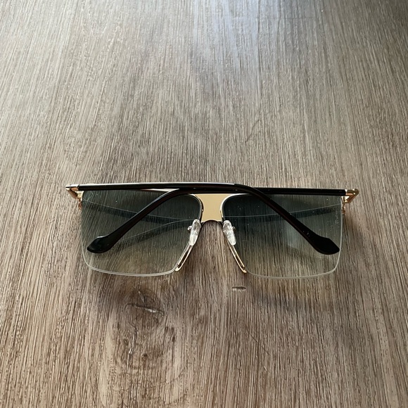 otra hamptons blue & gold retro y2k square oversized shield sunglasses eyewear - Picture 5 of 7